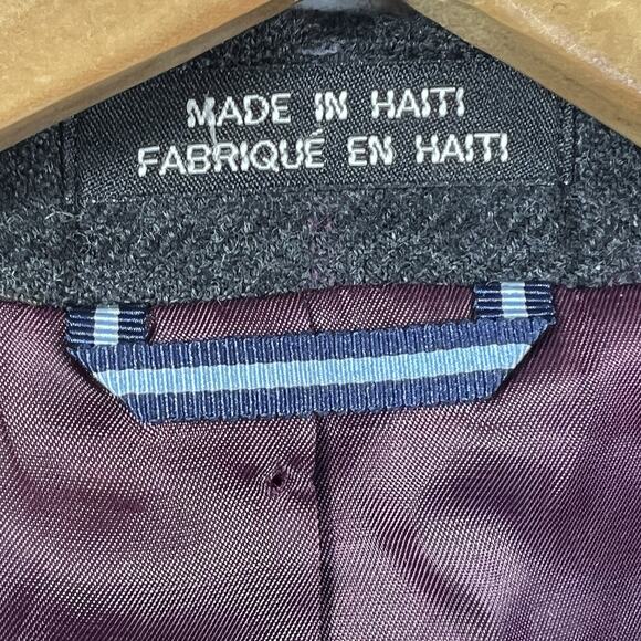 Tommy Hilfiger Dark Gray Plaid Worsted Wool Blazer Sport Coat Jacket 42L - Picture 8 of 12